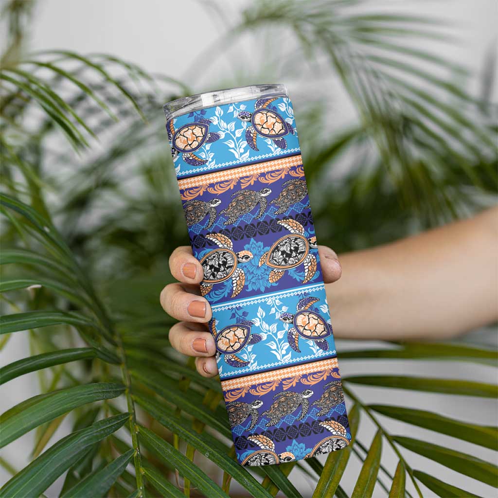 Hawaii Turtles Pattern Special Blue Skinny Tumbler - Polynesian Pride