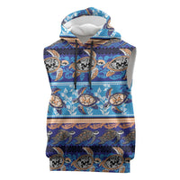 Hawaii Turtles Pattern Special Blue Sleeveless Hoodie LT01 Blue - Polynesian Pride