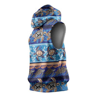 Hawaii Turtles Pattern Special Blue Sleeveless Hoodie LT01 - Polynesian Pride