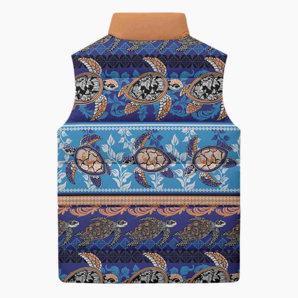 Hawaii Turtles Pattern Special Blue Sleeveless Puffer Jacket LT01 - Polynesian Pride