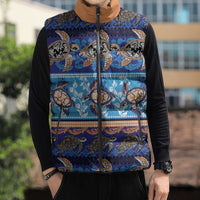 Hawaii Turtles Pattern Special Blue Sleeveless Puffer Jacket LT01 - Polynesian Pride