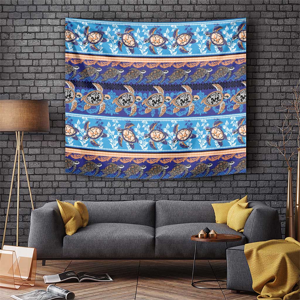 Hawaii Turtles Pattern Special Blue Tapestry - Polynesian Pride