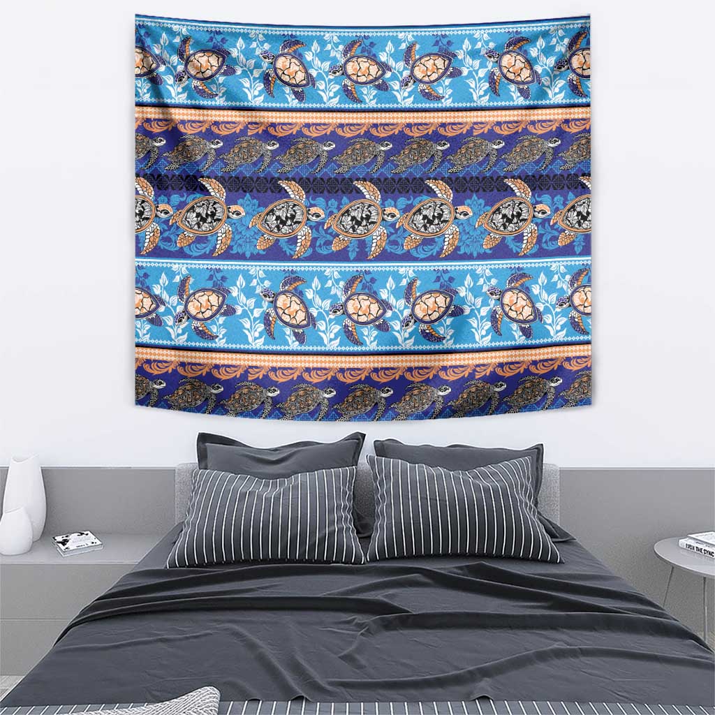 Hawaii Turtles Pattern Special Blue Tapestry - Polynesian Pride
