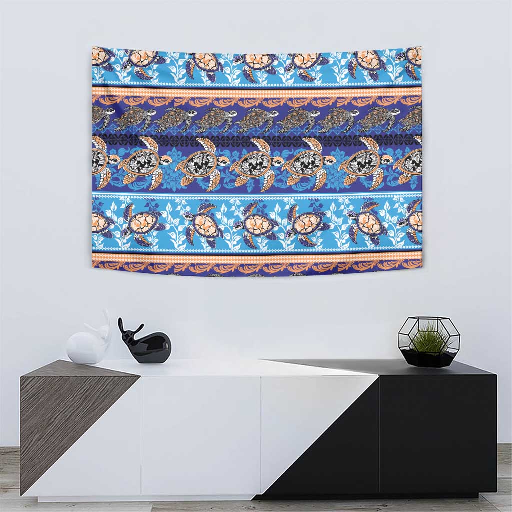 Hawaii Turtles Pattern Special Blue Tapestry - Polynesian Pride
