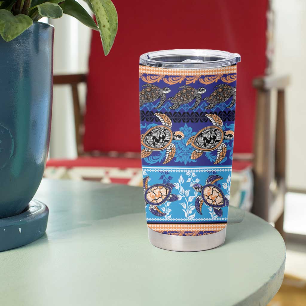 Hawaii Turtles Pattern Special Blue Tumbler Cup - Polynesian Pride