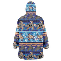 Hawaii Turtles Pattern Special Blue Wearable Blanket Hoodie LT01 - Polynesian Pride