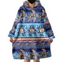 Hawaii Turtles Pattern Special Blue Wearable Blanket Hoodie LT01 - Polynesian Pride