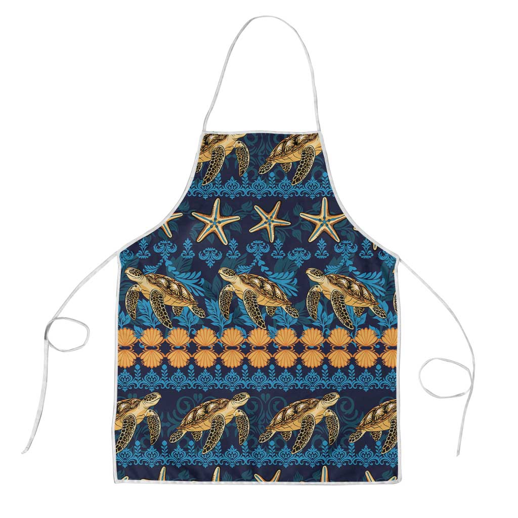 Hawaii Turtles Starfish Unique Pattern Apron LT01 Blue - Polynesian Pride