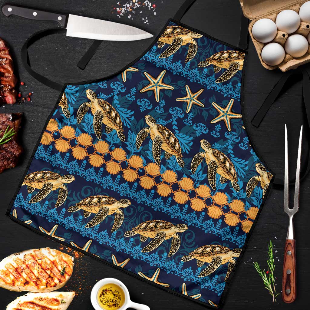 Hawaii Turtles Starfish Unique Pattern Apron LT01 Blue - Polynesian Pride