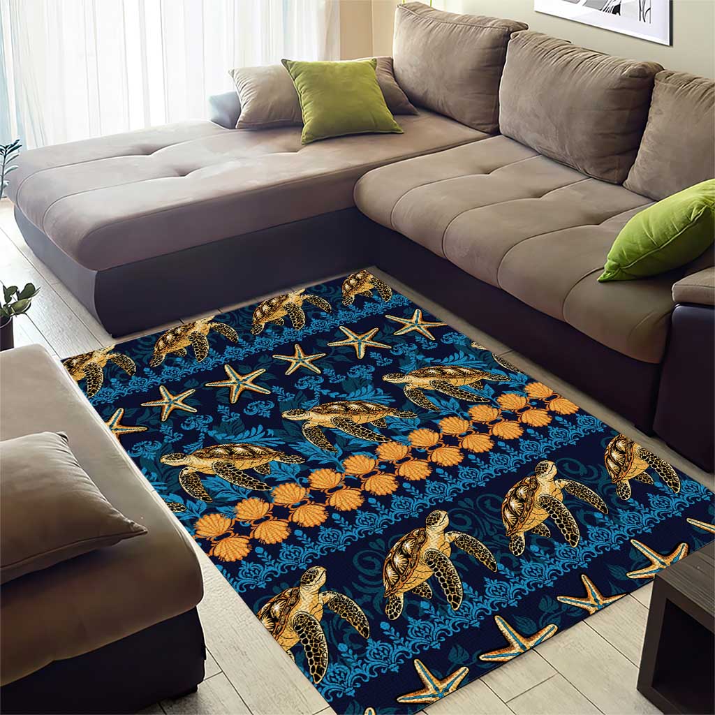 Hawaii Turtles Starfish Unique Pattern Area Rug - Polynesian Pride