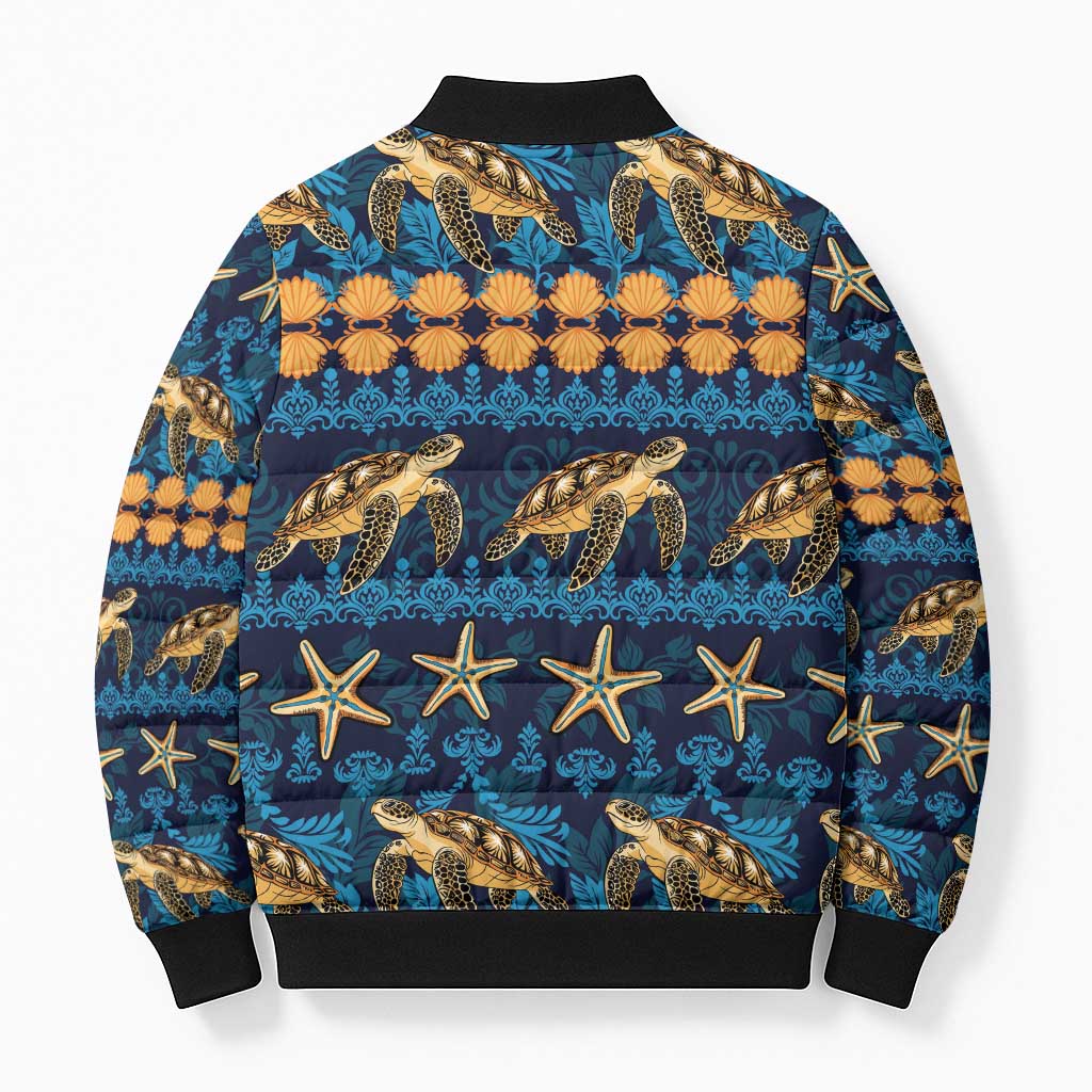 Hawaii Turtles Starfish Unique Pattern Bomber Puffer Jacket LT01 - Polynesian Pride