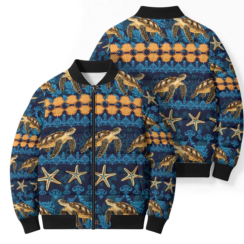 Hawaii Turtles Starfish Unique Pattern Bomber Puffer Jacket LT01 - Polynesian Pride
