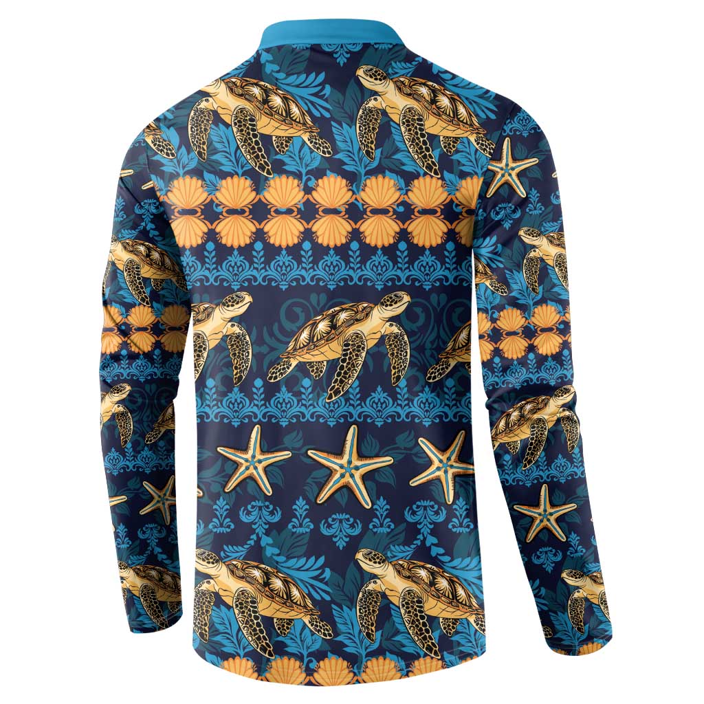 Hawaii Turtles Starfish Unique Pattern Button Sweatshirt LT01 - Polynesian Pride