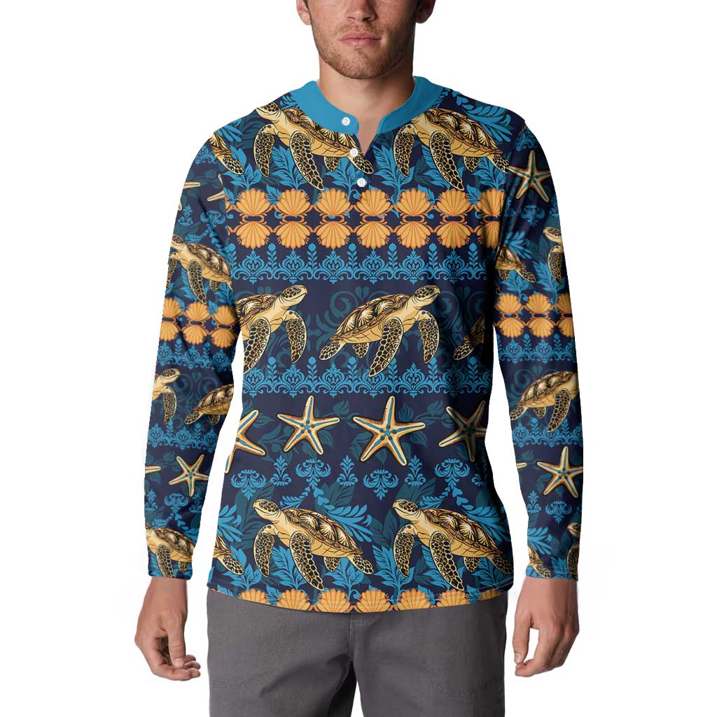 Hawaii Turtles Starfish Unique Pattern Button Sweatshirt LT01 - Polynesian Pride