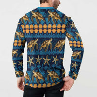 Hawaii Turtles Starfish Unique Pattern Button Sweatshirt LT01 - Polynesian Pride