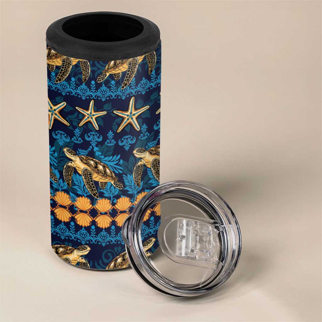 Hawaii Turtles Starfish Unique Pattern 4 in 1 Can Cooler Tumbler - Polynesian Pride