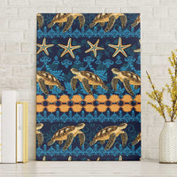 Hawaii Turtles Starfish Unique Pattern Canvas Wall Art LT01 Without Frame Blue - Polynesian Pride