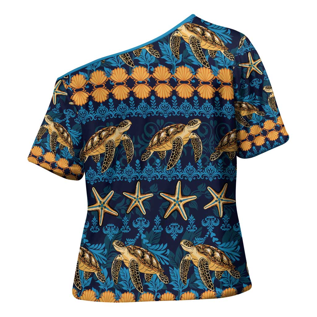 Hawaii Turtles Starfish Unique Pattern Cross Shoulder Shirt LT01 - Polynesian Pride