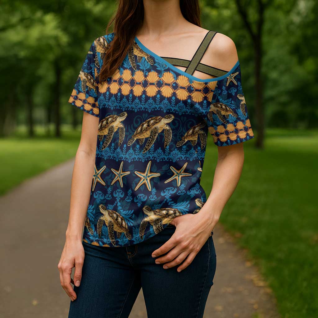 Hawaii Turtles Starfish Unique Pattern Cross Shoulder Shirt LT01 - Polynesian Pride