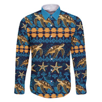 Hawaii Turtles Starfish Unique Pattern Family Matching Off Shoulder Short Dress and Hawaiian Shirt - Polynesian Pride