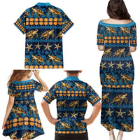 Hawaii Turtles Starfish Unique Pattern Family Matching Puletasi and Hawaiian Shirt LT01 - Polynesian Pride