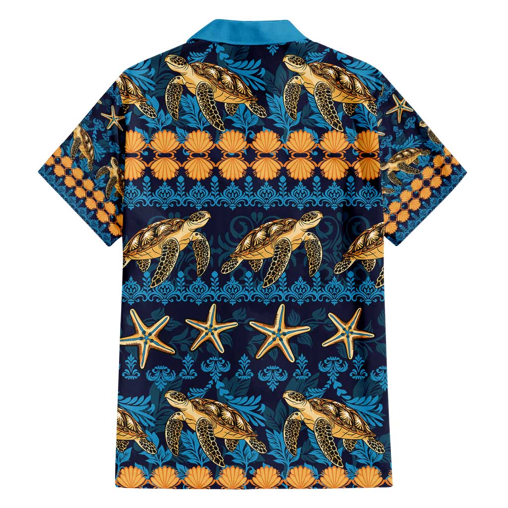 Hawaii Turtles Starfish Unique Pattern Family Matching Puletasi and Hawaiian Shirt LT01 - Polynesian Pride