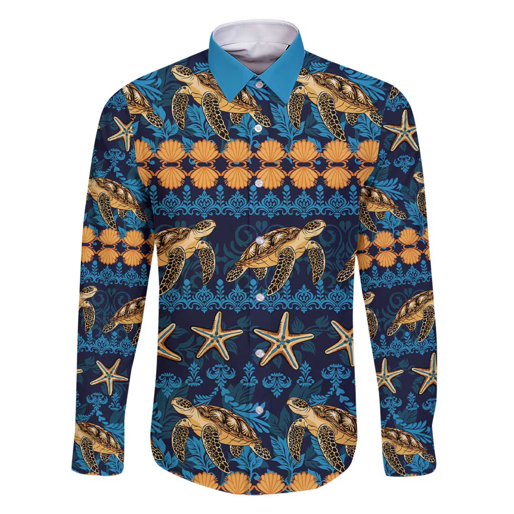 Hawaii Turtles Starfish Unique Pattern Family Matching Short Sleeve Bodycon Dress and Hawaiian Shirt - Polynesian Pride