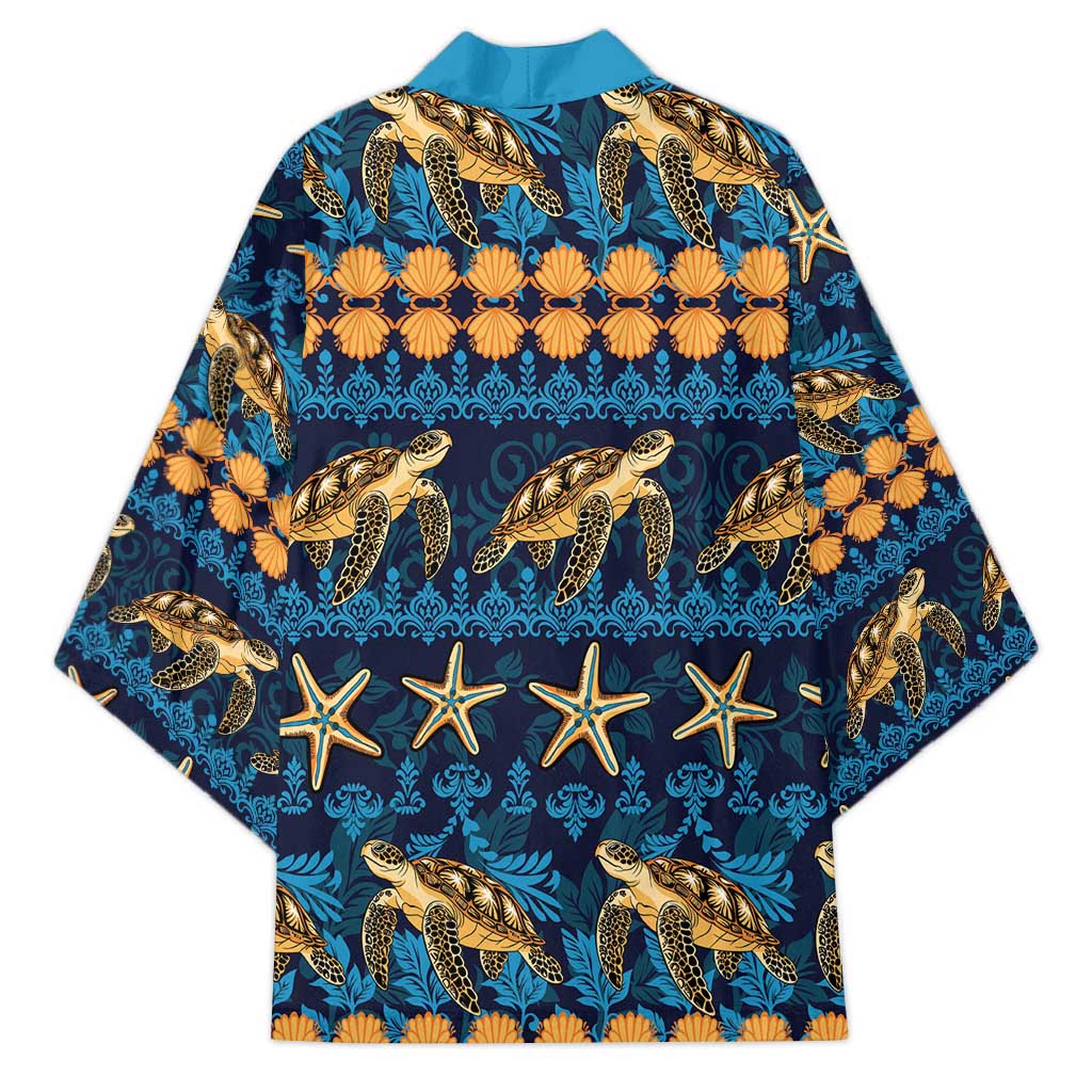 Hawaii Turtles Starfish Unique Pattern Kimono - Polynesian Pride