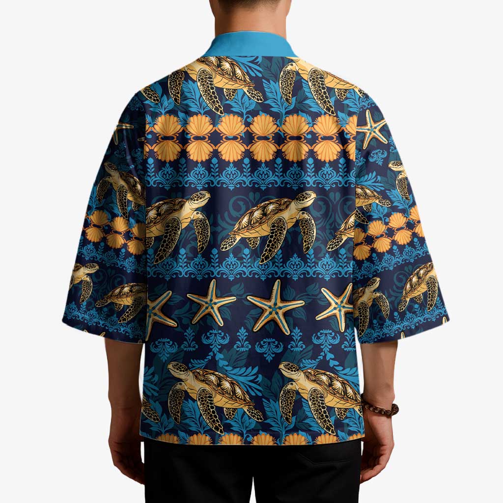 Hawaii Turtles Starfish Unique Pattern Kimono - Polynesian Pride