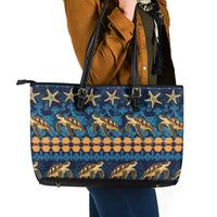 Hawaii Turtles Starfish Unique Pattern Leather Tote Bag - Polynesian Pride