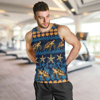 Hawaii Turtles Starfish Unique Pattern Men Tank Top LT01 Blue - Polynesian Pride