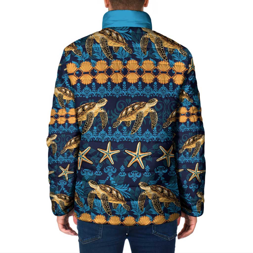 Hawaii Turtles Starfish Unique Pattern Padded Jacket LT01 - Polynesian Pride