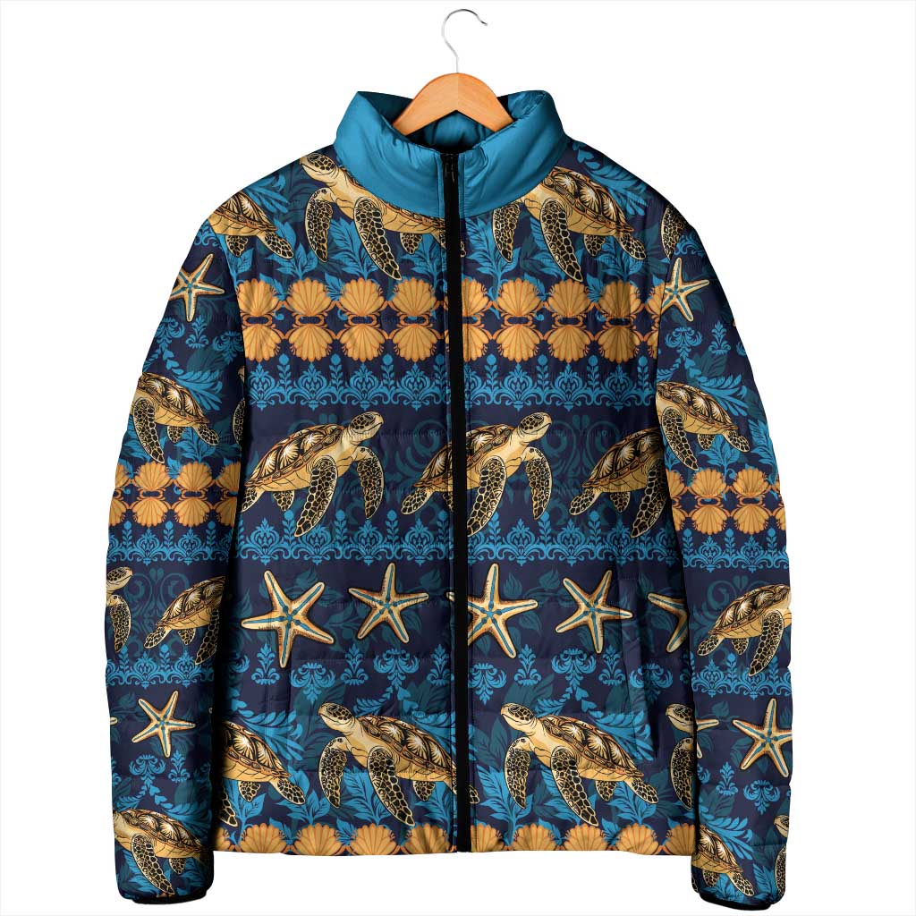 Hawaii Turtles Starfish Unique Pattern Padded Jacket LT01 - Polynesian Pride