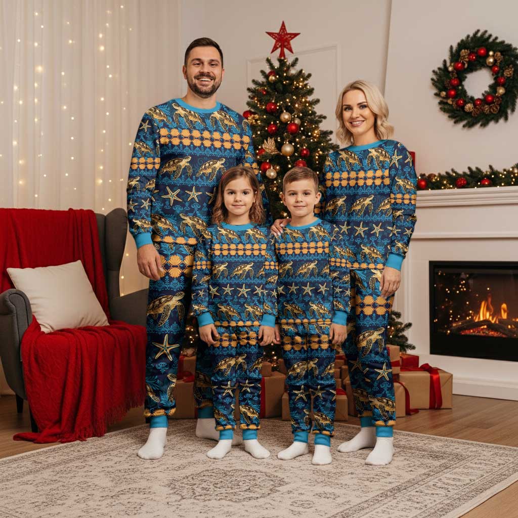 Hawaii Turtles Starfish Unique Pattern Christmas Pajama Set LT01 - Polynesian Pride