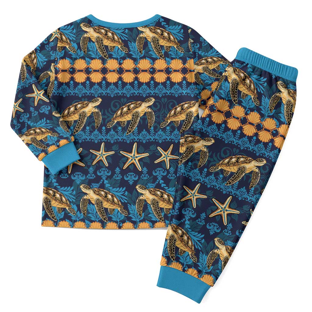 Hawaii Turtles Starfish Unique Pattern Christmas Pajama Set LT01 - Polynesian Pride
