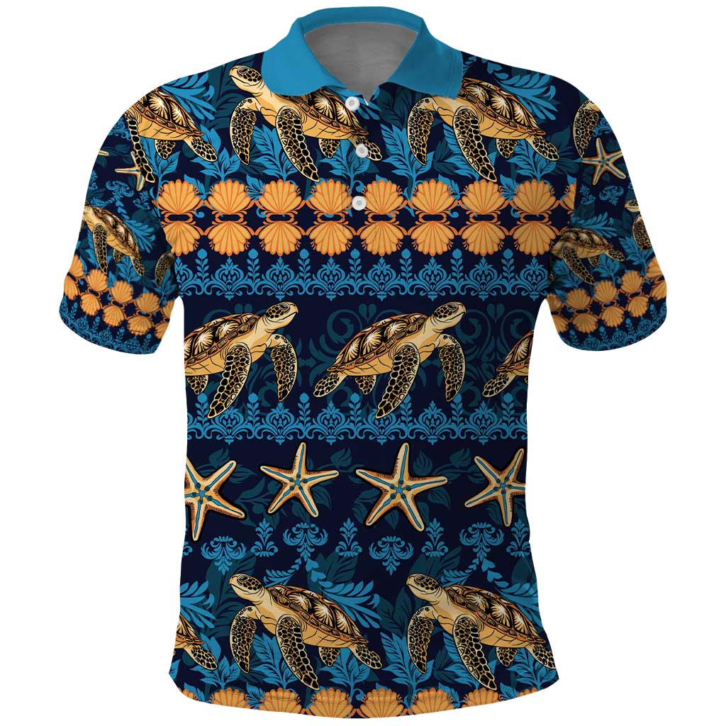 Hawaii Turtles Starfish Unique Pattern Polo Shirt - Polynesian Pride