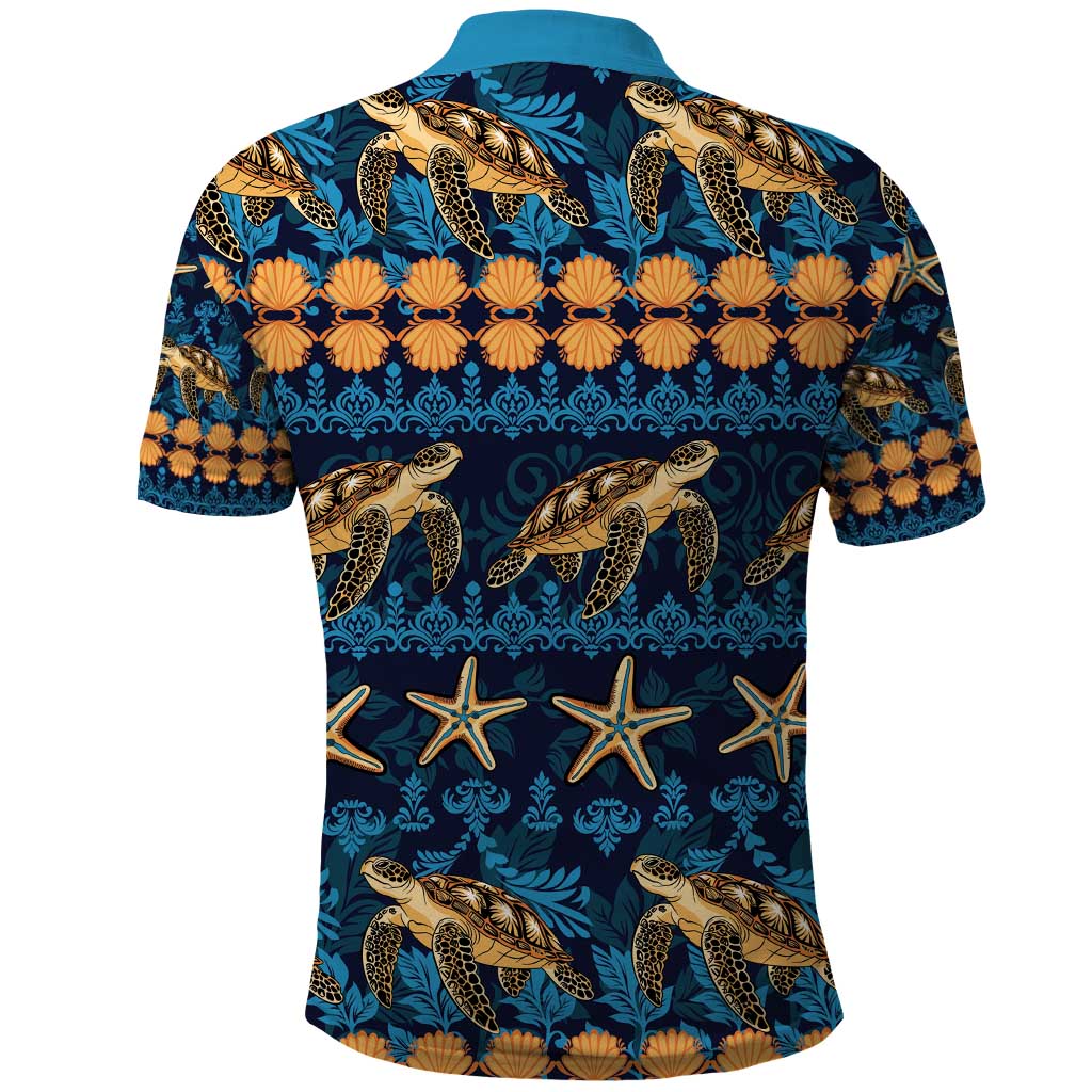 Hawaii Turtles Starfish Unique Pattern Polo Shirt - Polynesian Pride