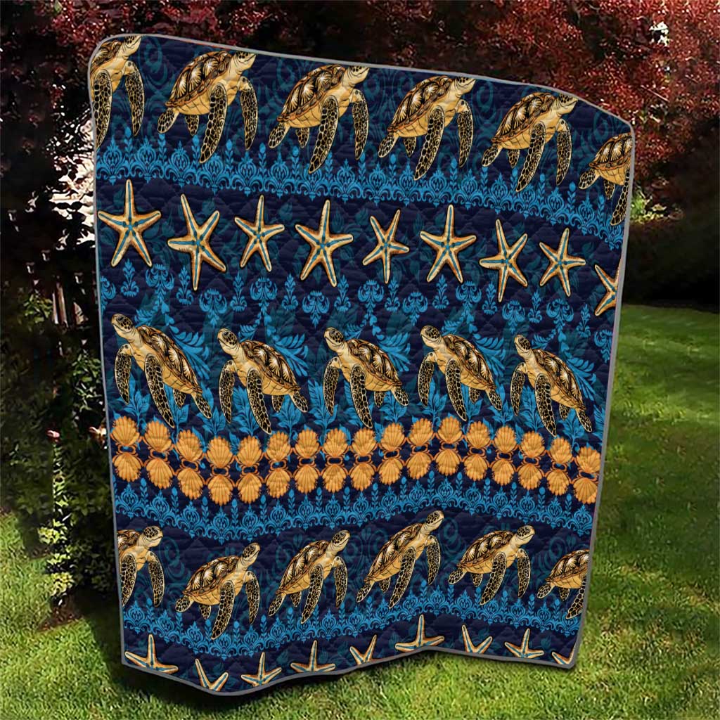 Hawaii Turtles Starfish Unique Pattern Quilt - Polynesian Pride