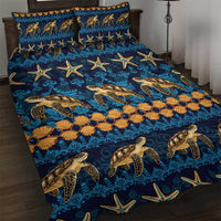 Hawaii Turtles Starfish Unique Pattern Quilt Bed Set - Polynesian Pride