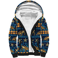 Hawaii Turtles Starfish Unique Pattern Sherpa Hoodie LT01 Unisex Blue - Polynesian Pride