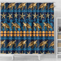 Hawaii Turtles Starfish Unique Pattern Shower Curtain - Polynesian Pride