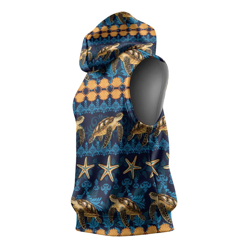 Hawaii Turtles Starfish Unique Pattern Sleeveless Hoodie - Polynesian Pride