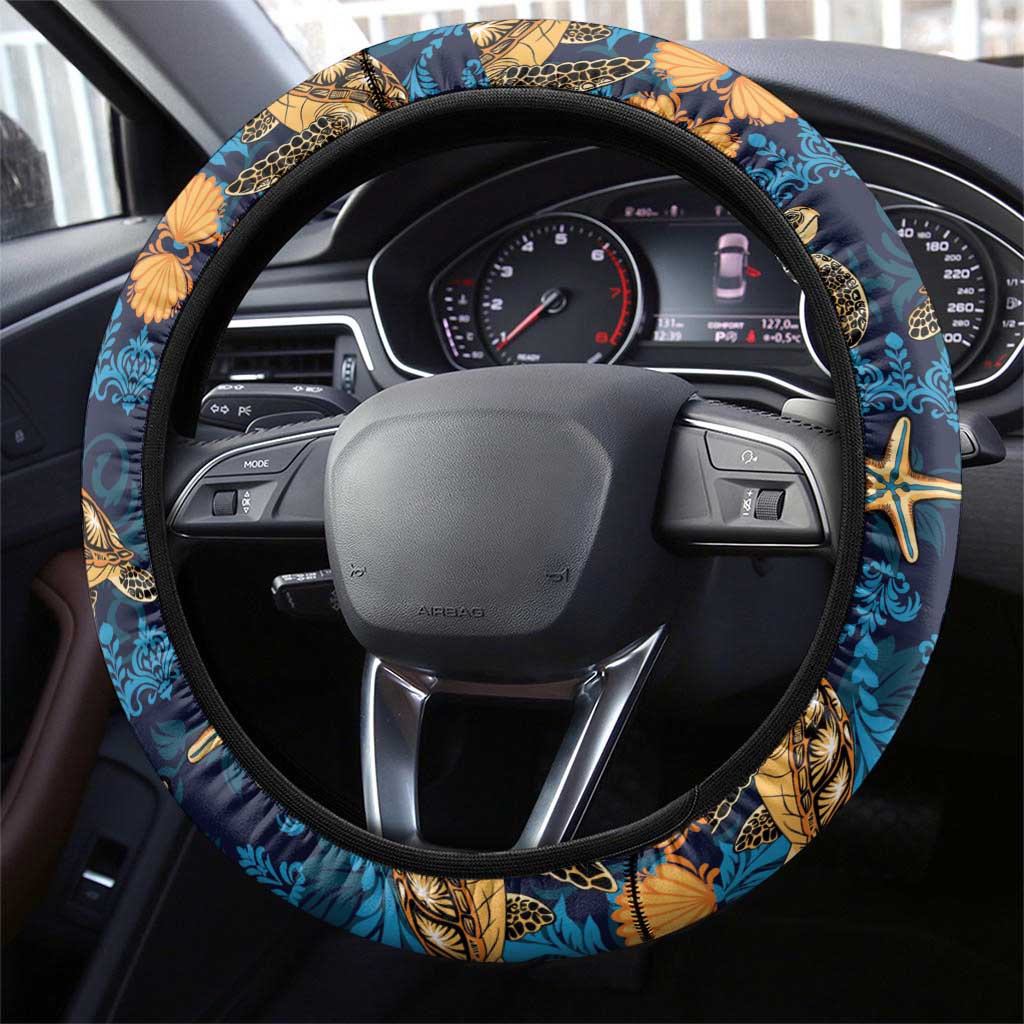 Hawaii Turtles Starfish Unique Pattern Steering Wheel Cover - Polynesian Pride