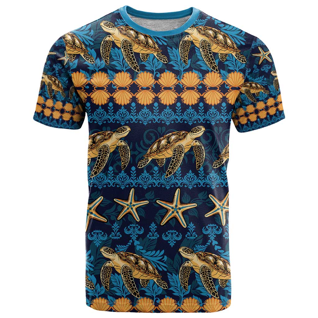 Hawaii Turtles Starfish Unique Pattern T Shirt - Polynesian Pride