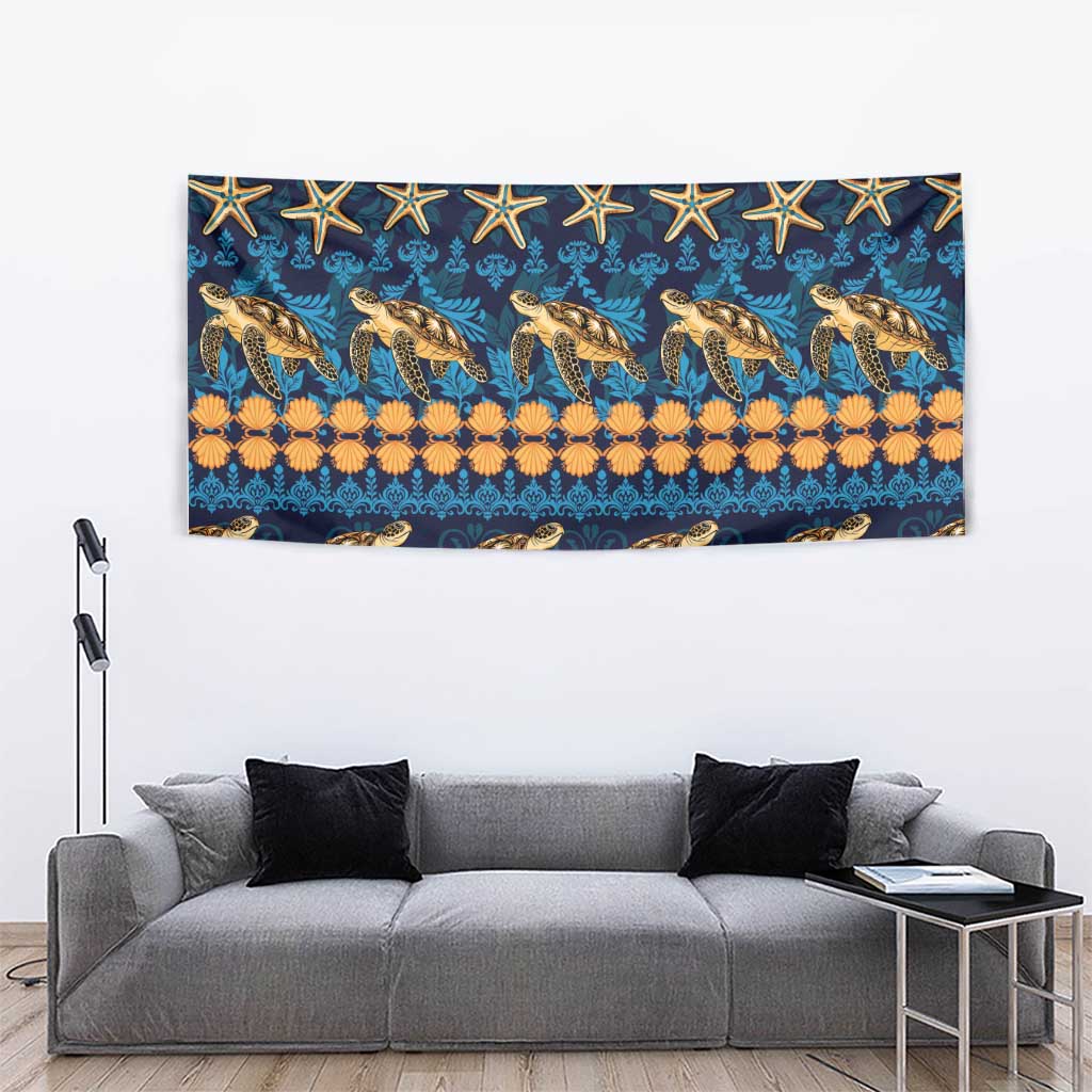 Hawaii Turtles Starfish Unique Pattern Tapestry - Polynesian Pride