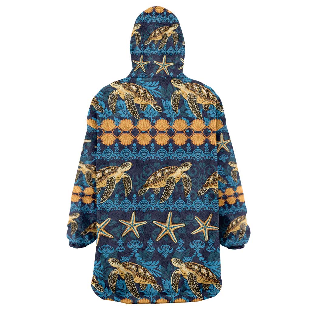 Hawaii Turtles Starfish Unique Pattern Wearable Blanket Hoodie LT01 - Polynesian Pride