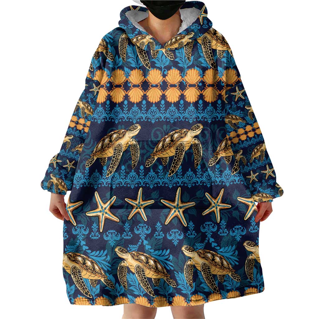 Hawaii Turtles Starfish Unique Pattern Wearable Blanket Hoodie LT01 - Polynesian Pride