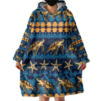 Hawaii Turtles Starfish Unique Pattern Wearable Blanket Hoodie LT01 - Polynesian Pride