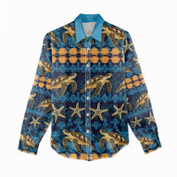 Hawaii Turtles Starfish Unique Pattern Women Casual Shirt - Polynesian Pride