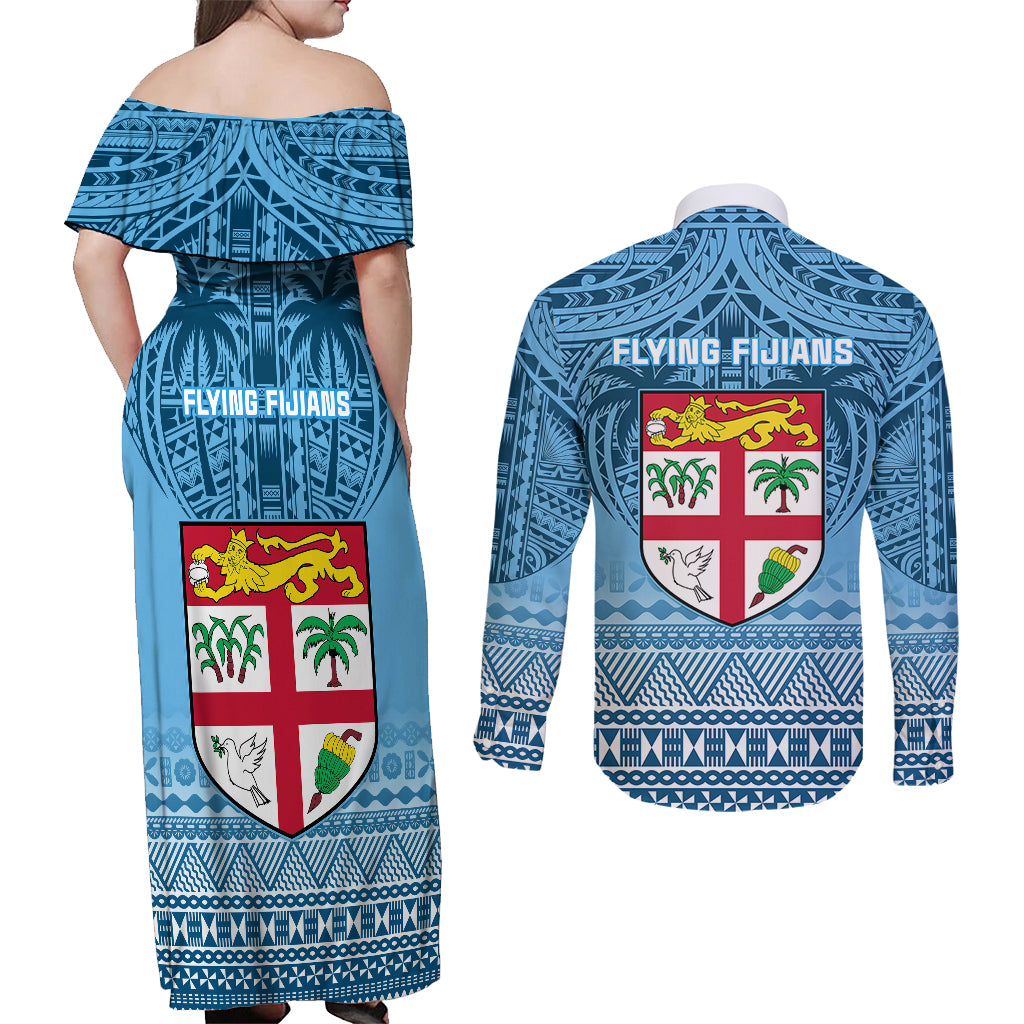 fiji-rugby-couples-matching-off-shoulder-maxi-dress-and-long-sleeve-button-shirts-fijian-go-2023-world-cup